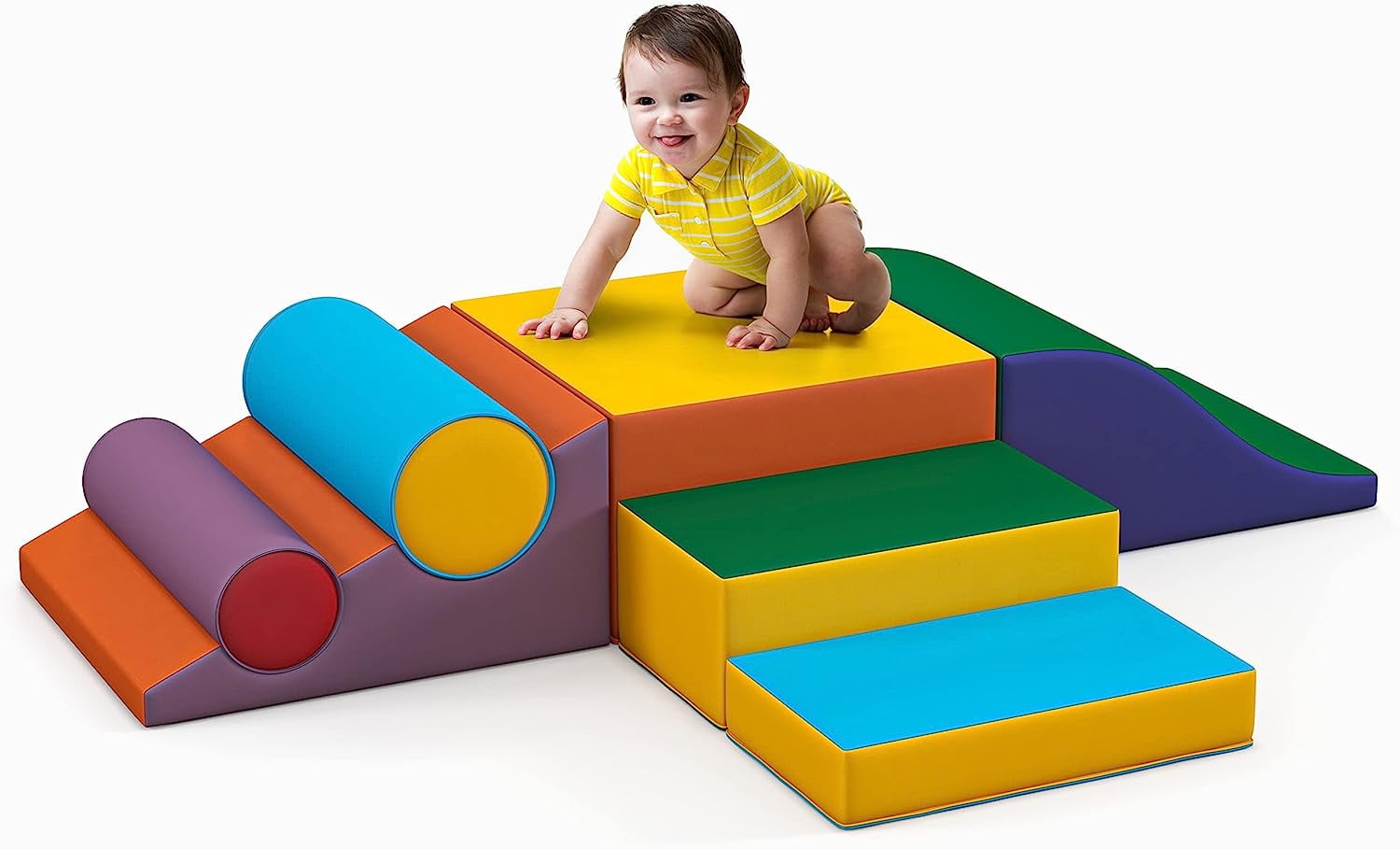  Climb and Crawl Activity Play Set - Climbing Foam Shape Toy for  Toddlers 5 Piece Soft Zone Climbing Blocks, Safe Indoor Crawling Gym  Equipment for Toddler, Infant, Baby Waterproof and Easy