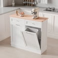 thumbnail image 1 of Tolead Wooden Double Tilt Out Trash Cabinet, Free Standing Laundry Sorter Cabinet, White, 1 of 8