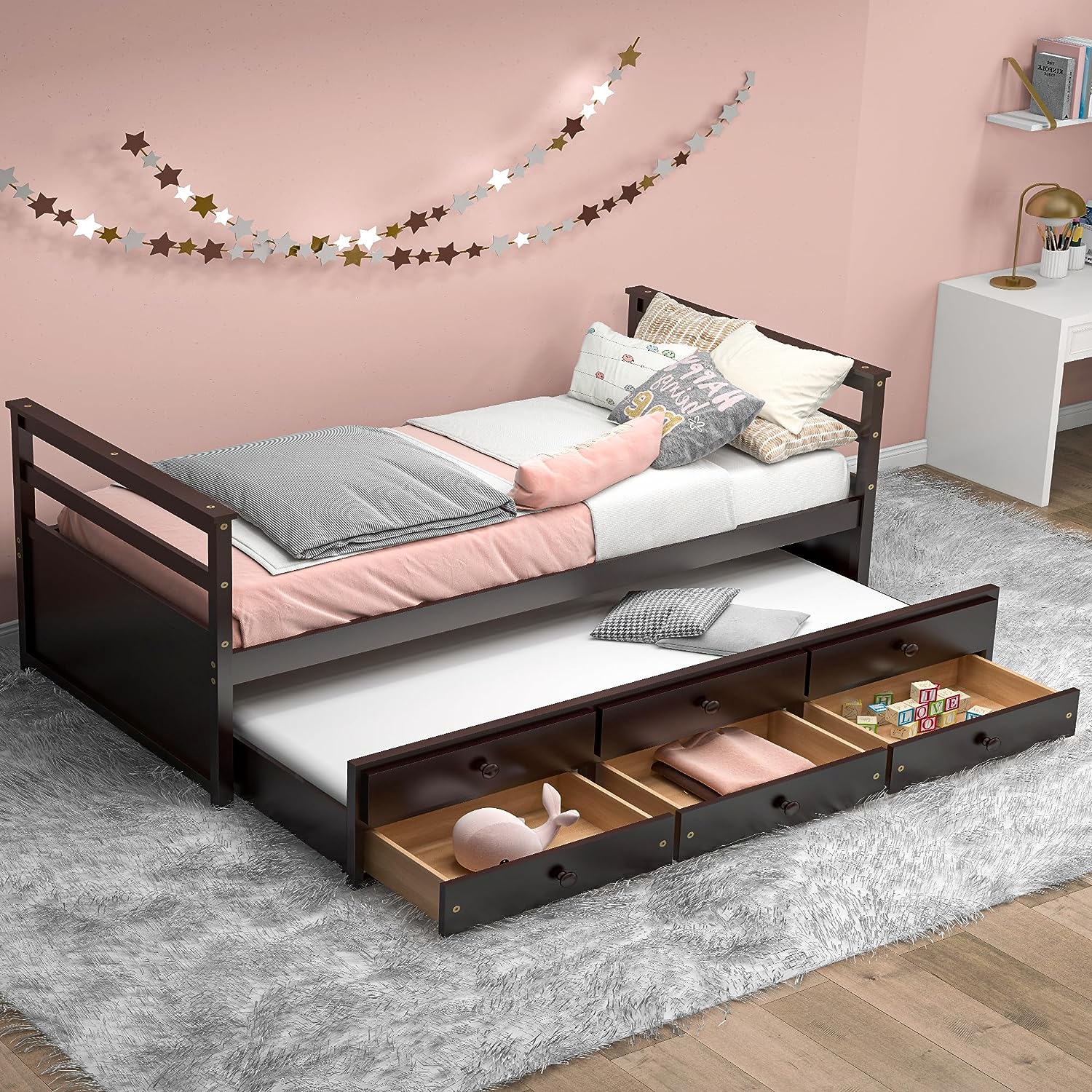 Alaterre Jasper Twin to King Extending Day Bed with Storage Drawers