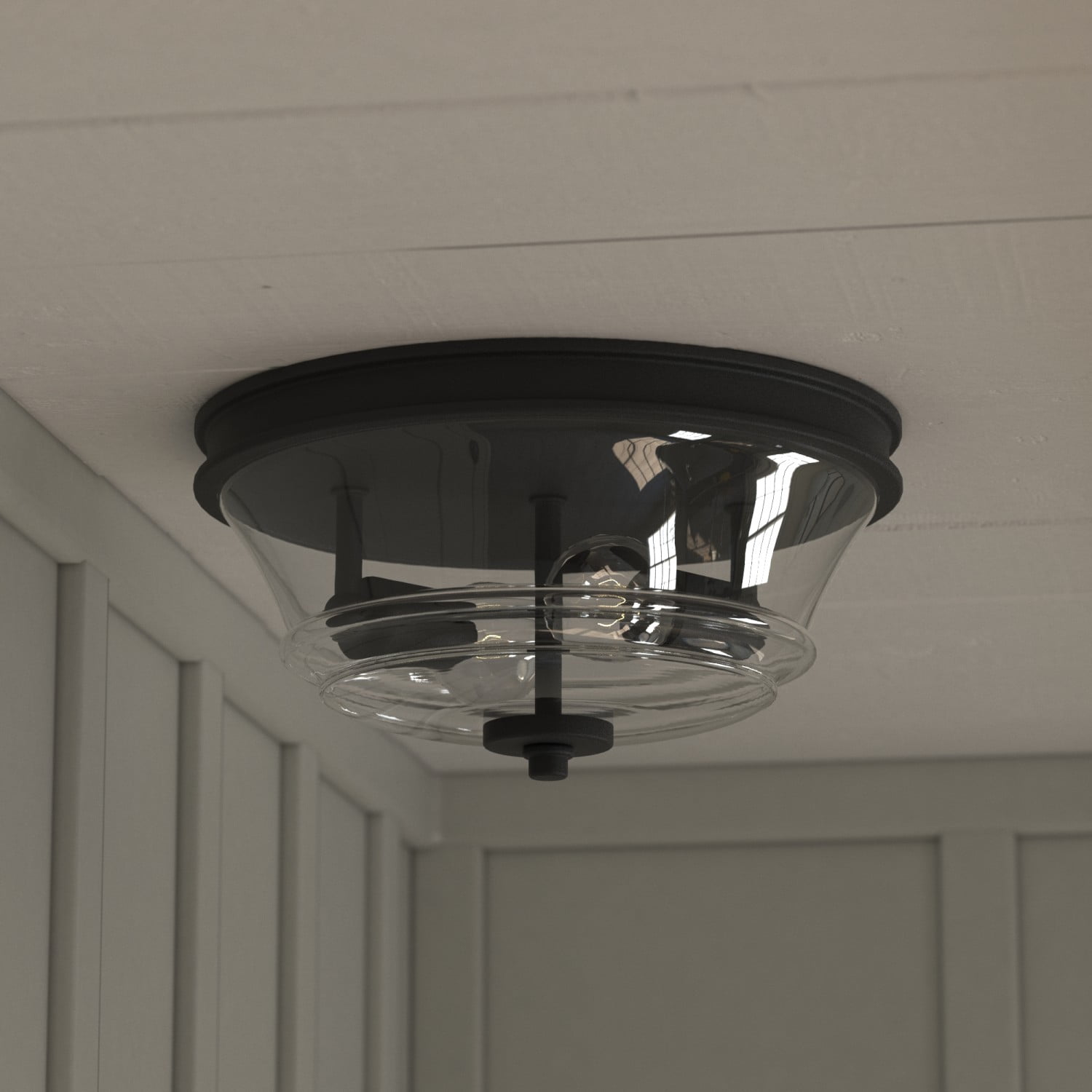 Toledo 13" Matte Black Industrial Farmhouse Flush Mount Light