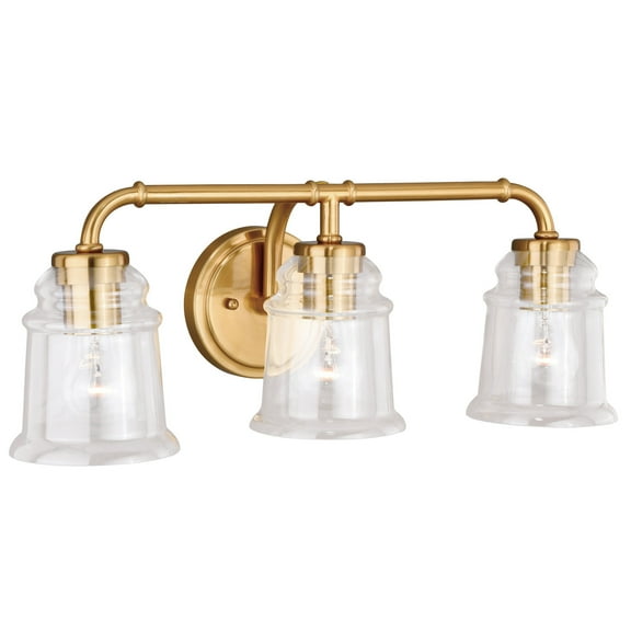 Toledo 3 Light Brass Industrial Jar Bathroom Vanity Fixture