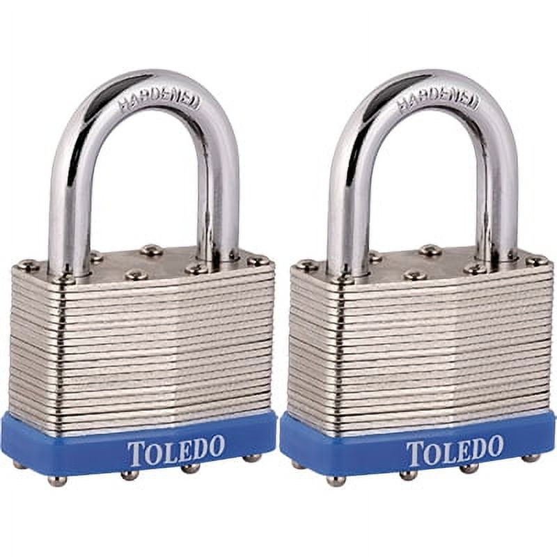 Toledo 40mm Width Laminated Steel Keyed Padlock (2 Packs)