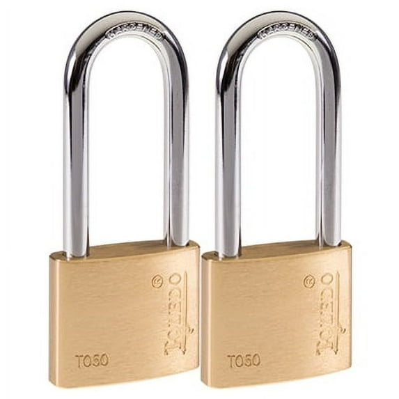 Toledo 50mm Brass Keyed Long Shackle Padlock (2-Pack)