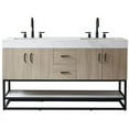 thumbnail image 1 of Toledo 60" Double Sink Bathroom Vanity Light Walnut White Integral Top No Mirror, 1 of 13