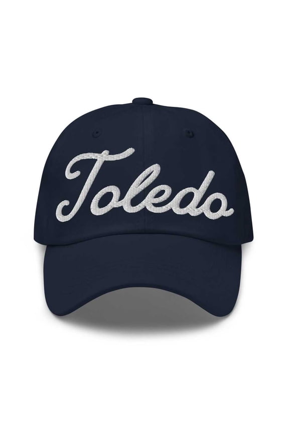 Toledo Baseball Cap Toledo Dad Hat Bold Script Massachusetts MA Hat Embroidered Souvenir Gift Navy