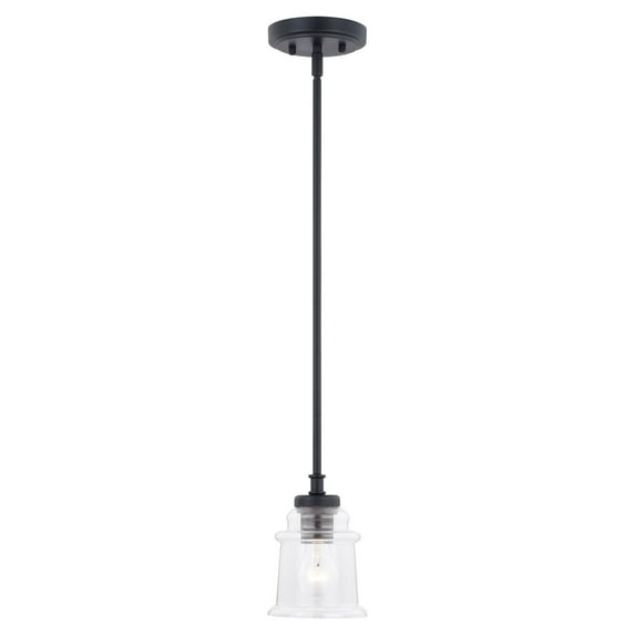 Toledo Black Farmhouse Mini Pendant Ceiling Light Clear Jar Glass