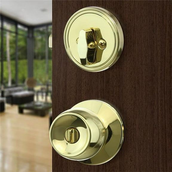 Toledo & Co 229654 Toledo Fine Locks Malaga Single Cylinder Entrance Knobset - Polish Brass