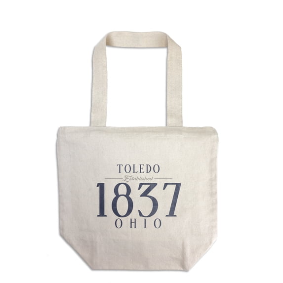 Toledo, Ohio, Established Date (Blue) (100% Cotton Canvas Reusable Tote Bag)