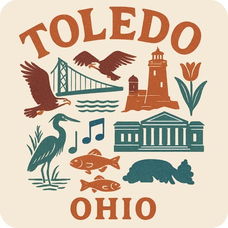 Toledo Ohio Keepsakes Souvenir Vinyl Sticker – Destination Travel Keepsake Collectible (4-Inches Wide)