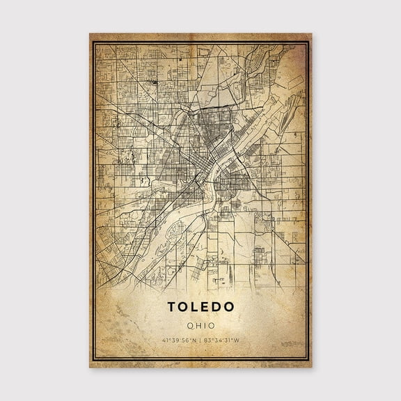 Toledo Ohio Map Print: Modern Vintage City Artfor Living Room Bedroom Office Farmhouse Neutral Home Artwork Ready to Hang 8x12 inch