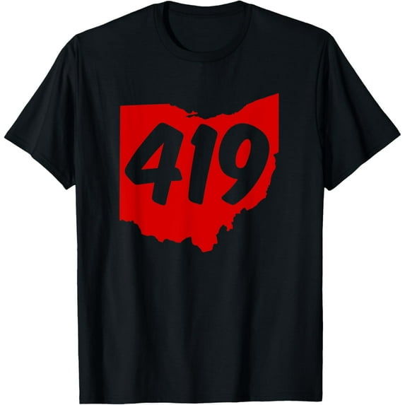 Toledo Sandusky Mansfield 419 Area Code Ohio T-ShirtMen and women, Black T-shirt, size: Extra large