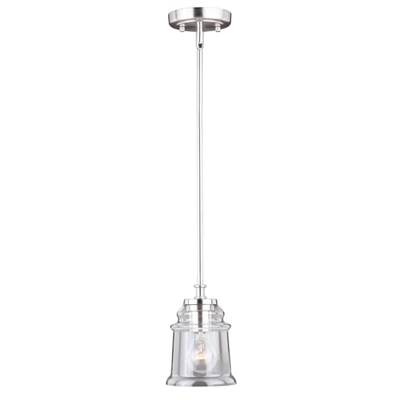 Toledo Satin Nickel Industrial Jar Mini Pendant Ceiling Light Clear Glass