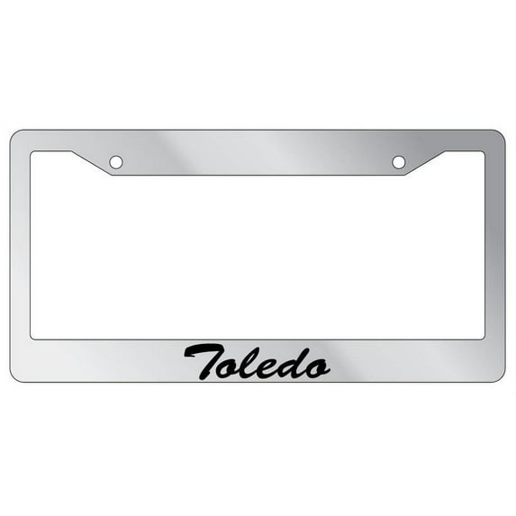 Toledo Script Chrome Plastic License Plate Frame EBS