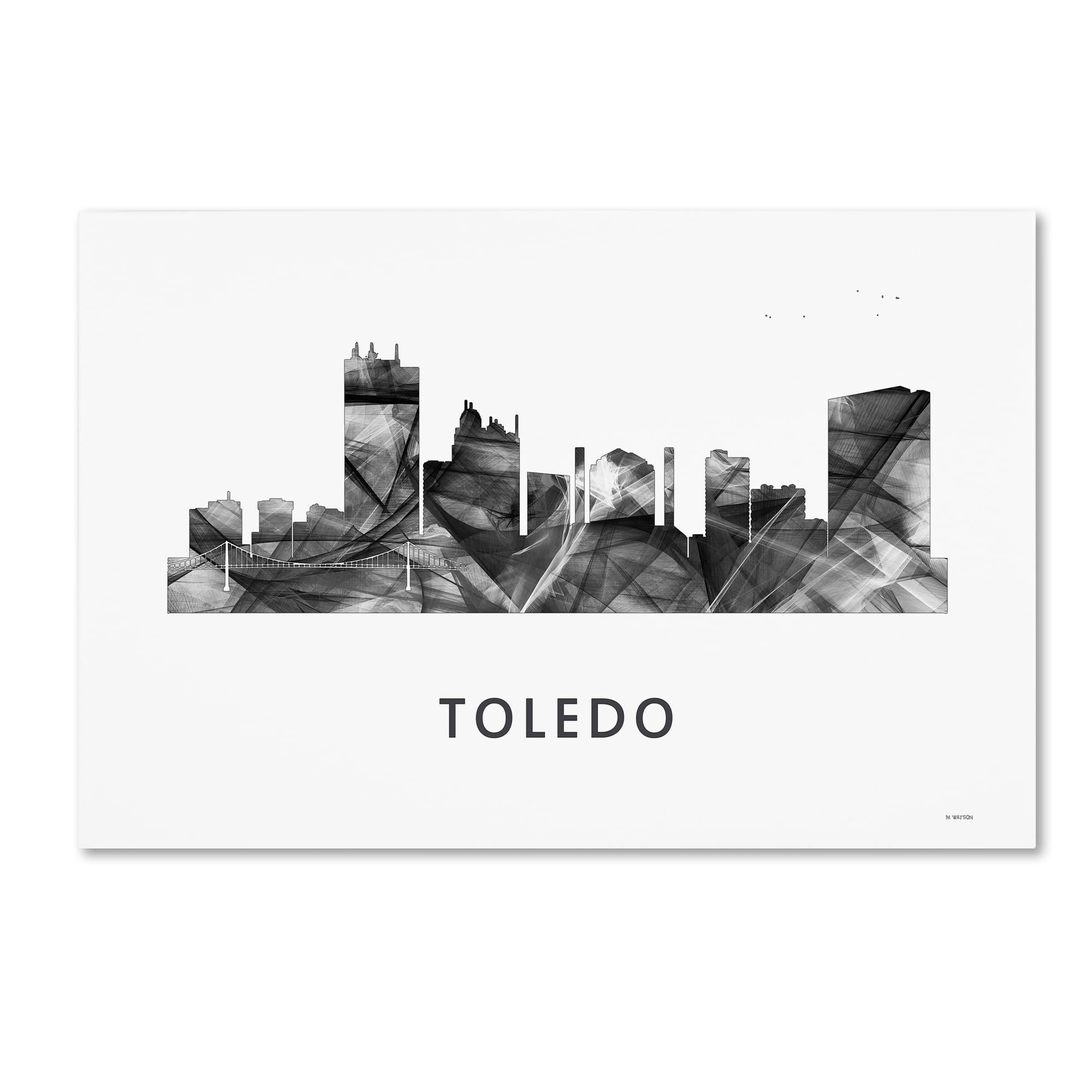 Toledo Skyline WB-BW' Canvas Art by Marlene Watson