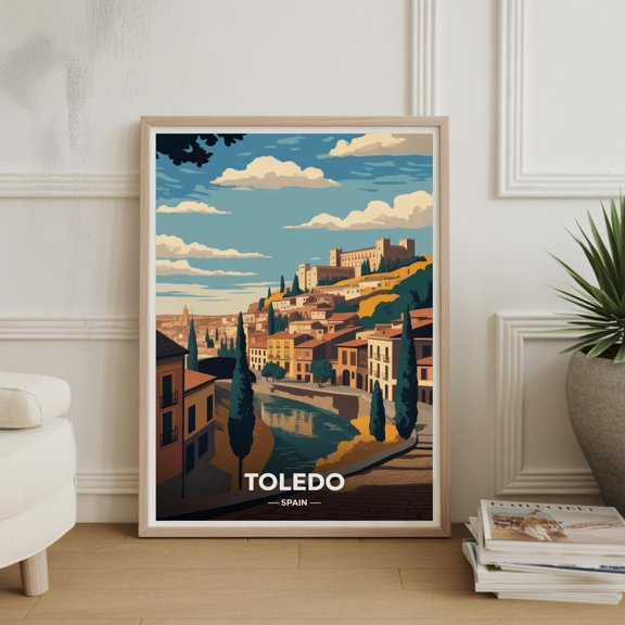 Toledo Spain Cityscape Poster, Scenic Travel Wall Art , Poster Print Only