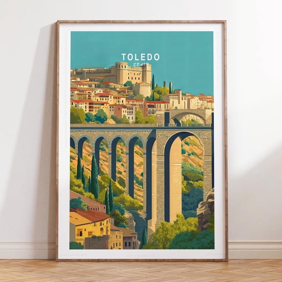 Toledo Spain Historic Medieval Cityscape Print, Unframed Canvas Size 8x12