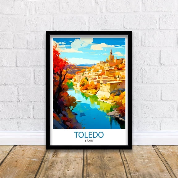 Toledo Spain Travel Printtoledo Wall Decor Toledo Spain Travel Prints Toledo Art Print Toledo Illustration Toledo Wall Art