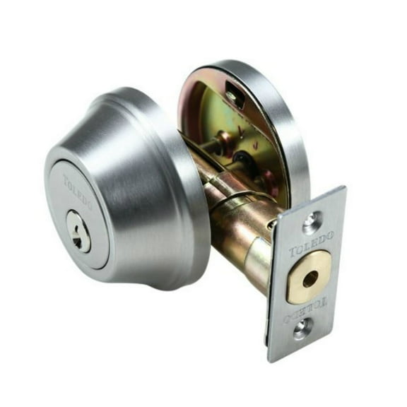 Toledo Stainless Steel Single Cylinder Deadbolt, Screws, Keys and Latch Included, 3.19 In of Length