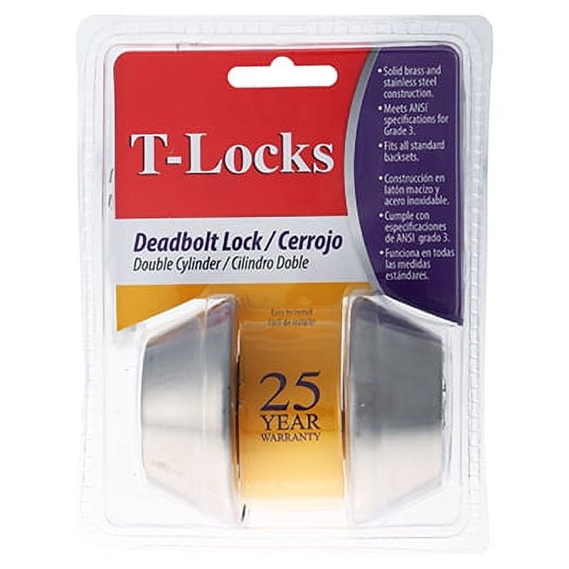 Toledo T-Locks Classic Double Cylinder Keyed Deadbolt  in Stainless Steel - Universal/Reversible