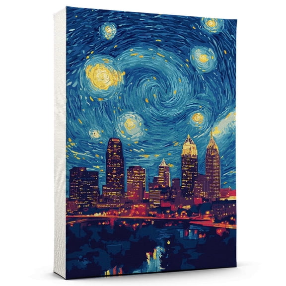 Toledo Travel Canvas Prints, Ohio Starry Night Travel decor, Toledo Map Poster, Ohio Travel Decor Artwork - 98AZ1370