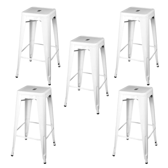 Tolix Bar Stool White - Hi Gloss - No Back