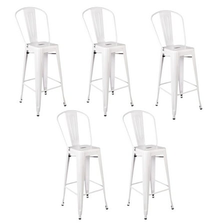 Tolix Bar Stool White - Hi Gloss - With Back