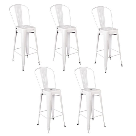 Tolix Bar Stool White - Hi Gloss - With Back