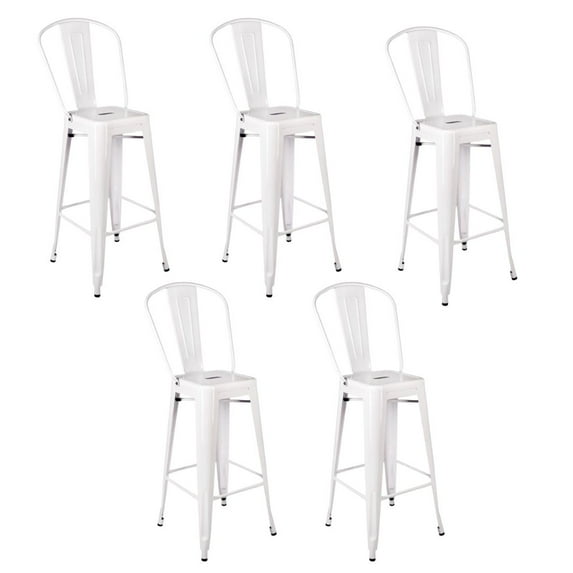 Tolix Bar Stool White - Hi Gloss - With Back