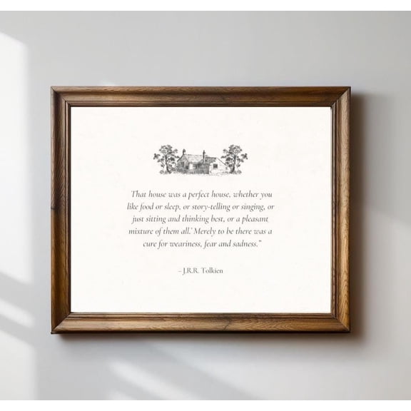 Tolkien Quote Cottage Illustration Literary Wall Art Home Decor Office Wall Art