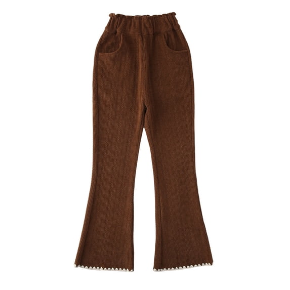 Tollder Girl High Elastic Waist Flare Leg Pants Casual Long Bell Bottom Trousers 6-7T