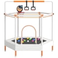 thumbnail image 1 of 60" Mini Trampoline for Kids with Basketball Hoop, Indoor/Outdoor Toddler Trampoline with Safety Enclosure, Segmart Kids Trampoline with Adjustable Gymnastics Bars, Ring, Ocean Balls, 1 of 9