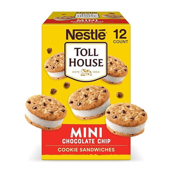 Tollhouse Mini Vanilla Chocolate Chip Cookie Sandwiches, 18 Fl Oz (Frozen), 12 Count