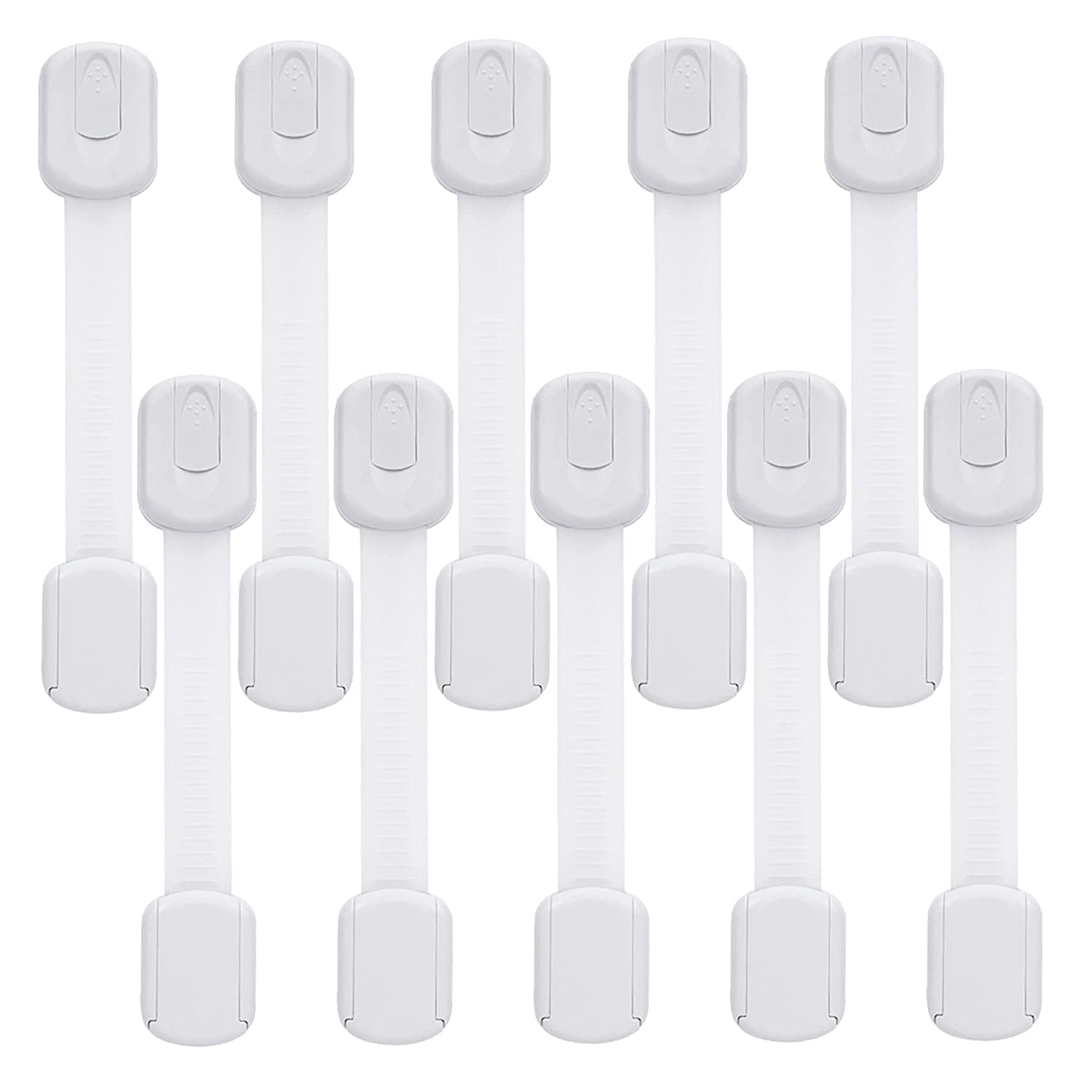 Tolobeve Baby Safety Locks for Cabinets - (10 Pack) Adjustable Cabinet Locks for Babies, No Drilling Child Safety Cabinet Locks Straps for Latching to Drawer Door Fridge Oven Toilet Seat