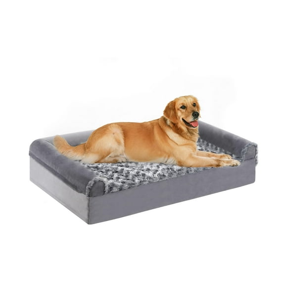 Tolobeve Orthopedic Dog Beds Medium Large Sized Dog, Waterproof Memory Foam Pet Bed with Sides, Non-Slip Bottom Pet Bed with Washable Removable Cover, Grey