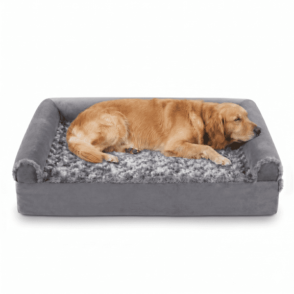 Tolobeve Orthopedic Dog Beds Medium Large Sized Dog, Waterproof Memory Foam Pet Bed with Sides, Non-Slip Bottom Pet Bed with Washable Removable Cover, Grey