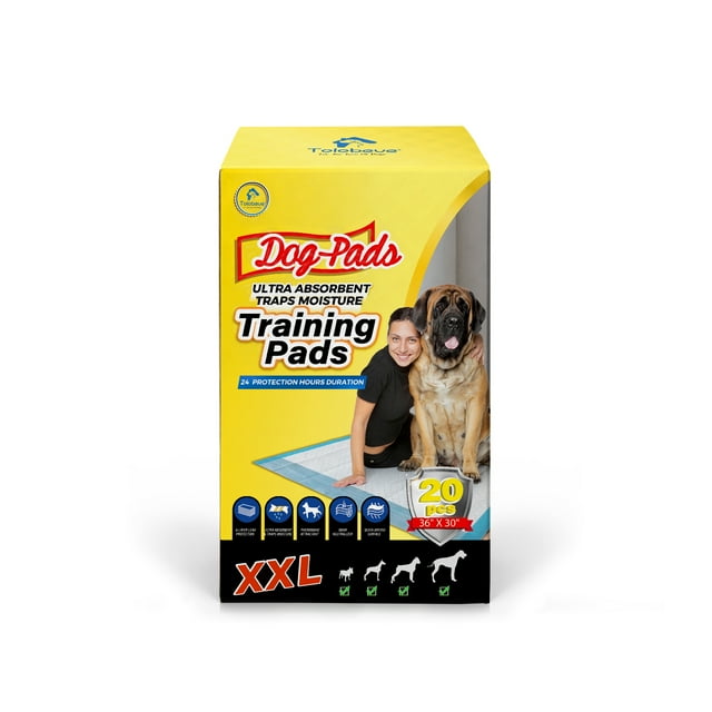 Tolobeve Dog Training Pads, XXL, 30 in x 36 in, 20 Count Disposable Dog