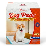Tolobeve Puppy Pads Training Pads, Large, 22 in x 22 in, 100 Count Disposable Dog Pee Pet Pads