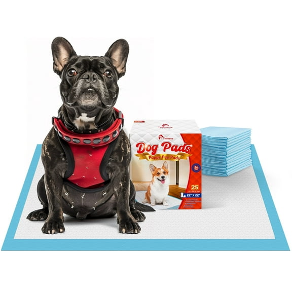Tolobeve Puppy Pads Training Pads, Large, 22 in x 22 in, 25 Count Disposable Dog Pee Pet Pads