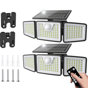 Tolsprint  Solar Lights Outdoor with Remote,Motion Sensor Security Lights, 156LED 2500LM Waterproof Solar Flood Lighting wiith 3 Modes for Yard,Garage,Patio (2 Pack)