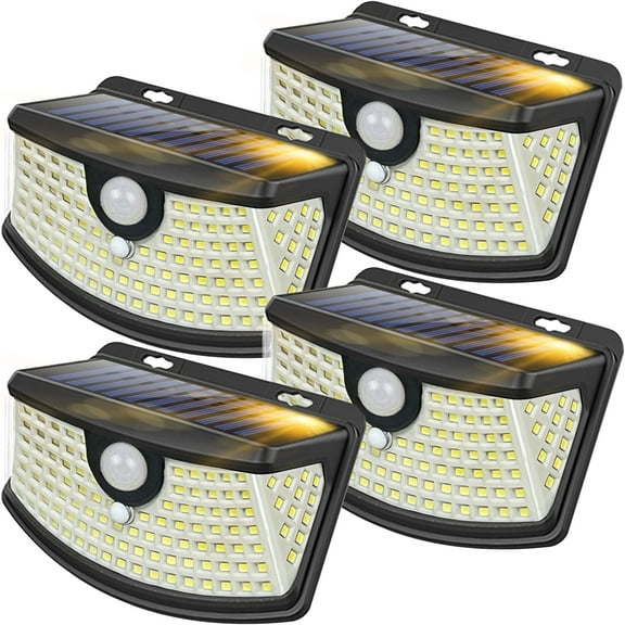 Tolsprint New Solar Lights 120 LED ,270 Degree Wide Angle Motion Sensor Lights, Solar Powered Outdoor Lights with IP65 Waterproof,Step Lights for Front Door, Yard, Garage,Fence(4-Pack)