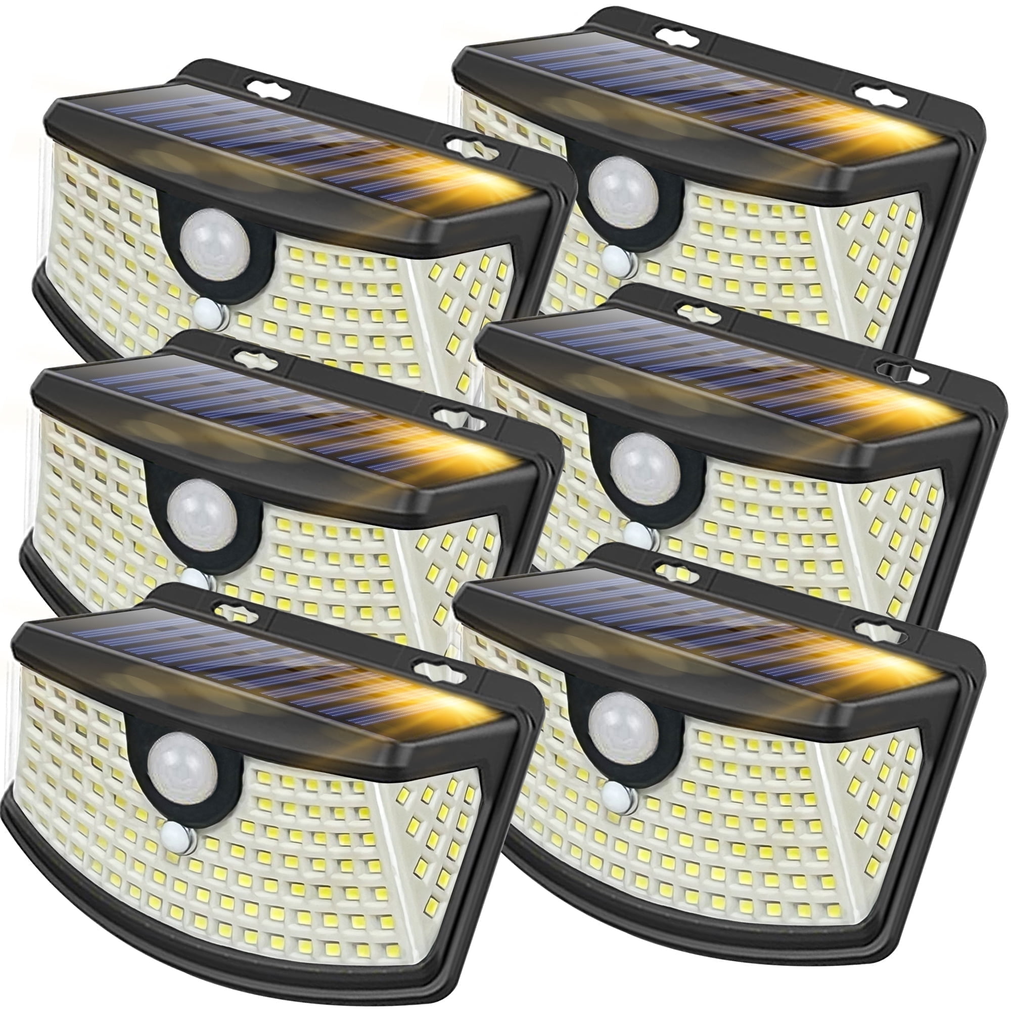Tolsprint Solar Powered Outdoor Lights,IP65 Waterproof motion sensor light with 120 LEDs,270° Wide Angle,Outdoor Lights for Front Door,Yard, Garage,Fence(6 Packs)