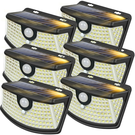 Tolsprint Solar Powered Outdoor Lights,IP65 Waterproof motion sensor light with 120 LEDs,270° Wide Angle,Outdoor Lights for Front Door,Yard, Garage,Fence(6 Packs)