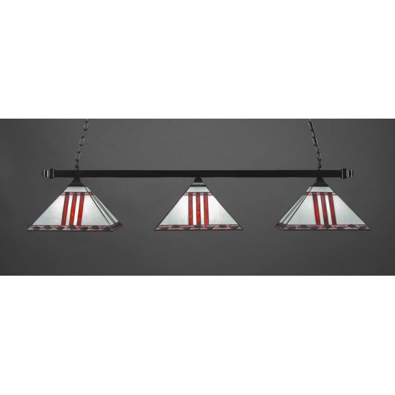 Toltec Lighting - Square - 3 Light Billiard/Island-11.75 Inches Tall and 14