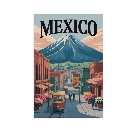Toluca Retro City Travel Poster with Volcano Backdrop And Vintage Urban Scenery Canvas Poster