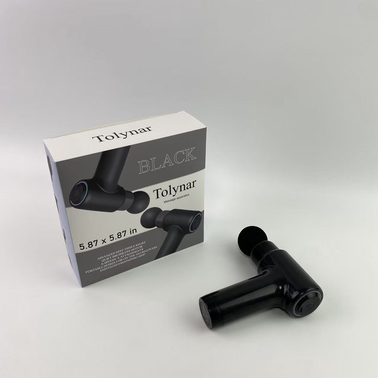 Tolynar Massage apparatus,Deep Tissue Massage Gun, 4 Attachments, Quiet Motor, Ergonomic Grip, 6-Speed Lightweight Percussion Massager