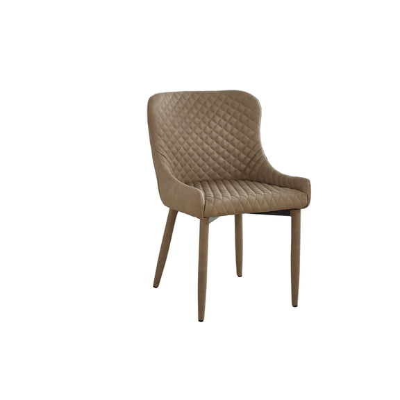 Tom 16 Inch Modern Dining Chair, Beige Vegan Faux Leather, Metal Legs- Saltoro Sherpi