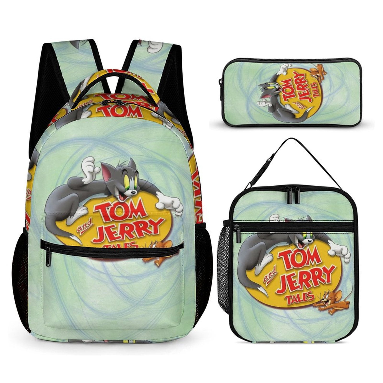 Tom And Jerry 3Pcs Backpacks Sets Book Bag with Lunch Bag And Pencil ...