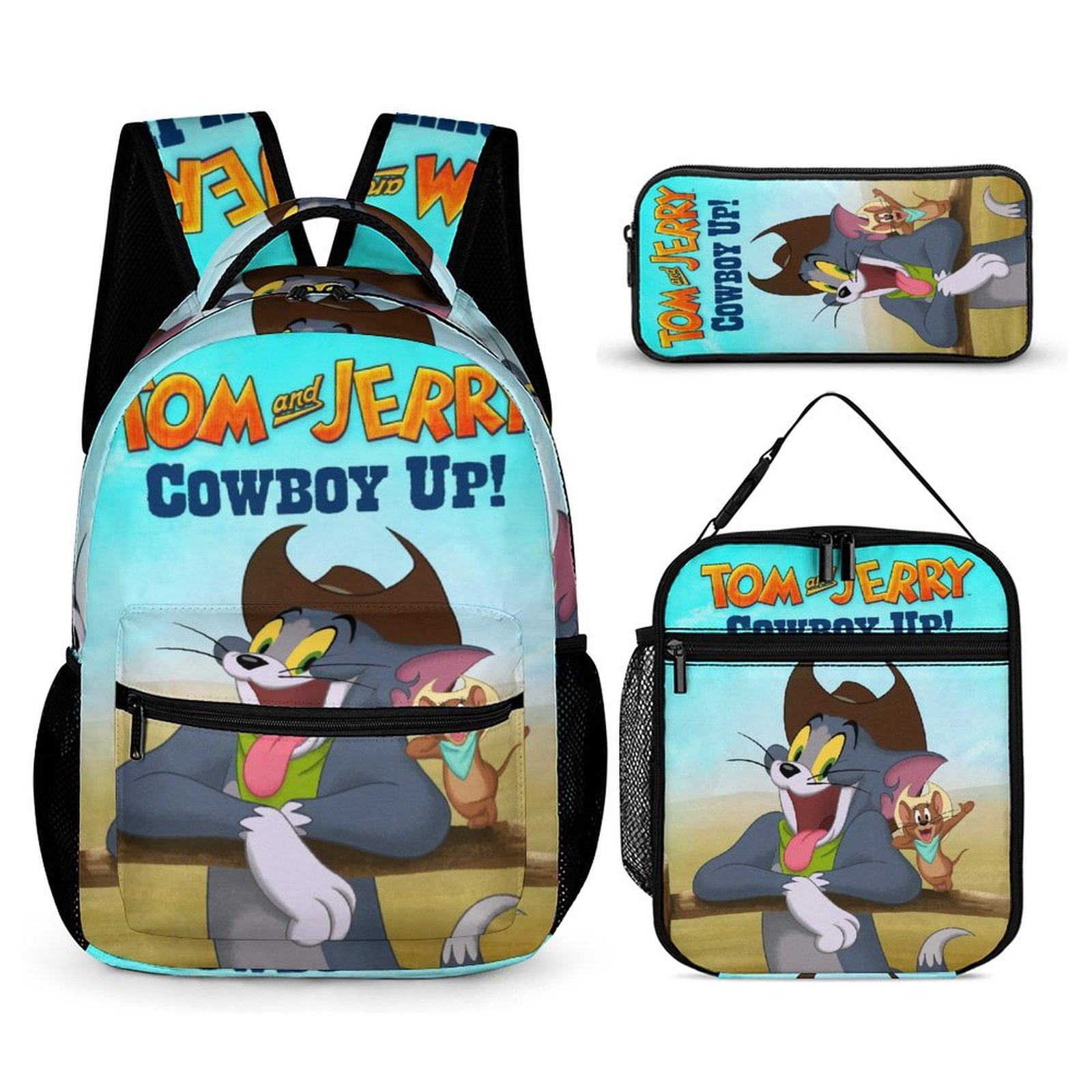 Tom And Jerry 3Pcs Backpacks Sets Book Bag with Lunch Bag And Pencil ...