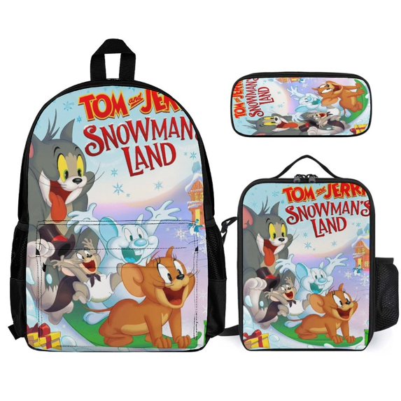 Tom And Jerry 3Pcs Backpacks Sets Book Bag with Lunch Bag And Pencil Case