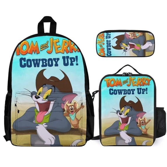 Tom And Jerry 3Pcs Backpacks Sets with Lunch Bag And Pencil Case for Work Office Travel
